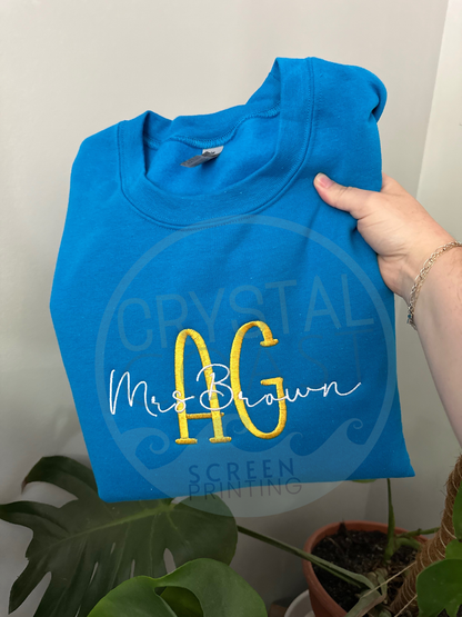 Teacher Two Layered Embroidered Crewneck - Customizable!