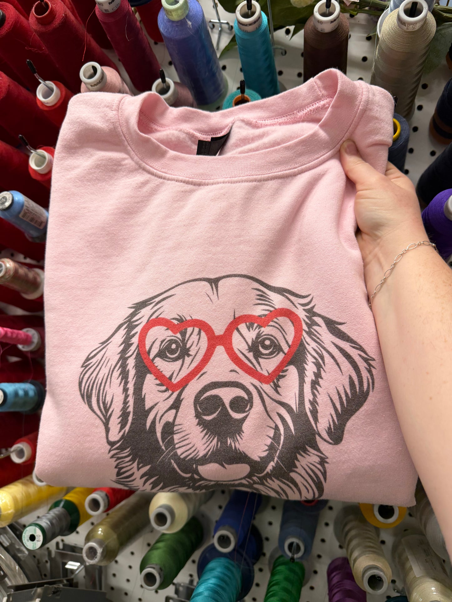 Custom Vintage Valentines Dog Crewneck Sweatshirt -- DTG Printed