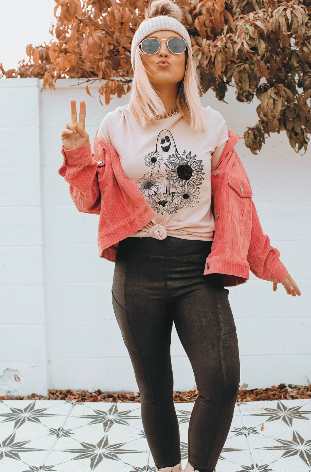 Ghost with Sunflowers Graphic Tee